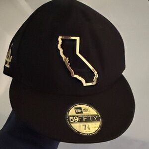 New Era Black Cap with Gold California Outline